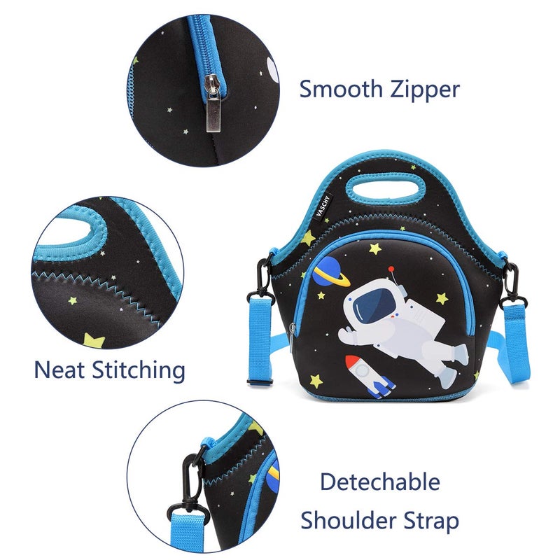 VASCHY Lunch Bag for Boys, Insulated Neoprene Lightweight Lunch Box Bag for Children School Daycare Kindergarten Astronaut - Image 3